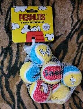 Peanuts Multi-Color Snoopy 6-Pack Fetch Balls Sz Small